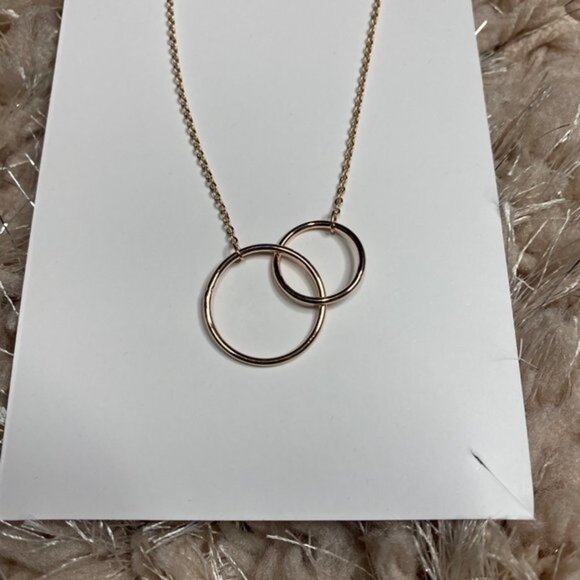Best Friend Necklace 14K Rose Gold Filled 2 Interlocking Infinity Circles Women’ - Picture 3 of 10